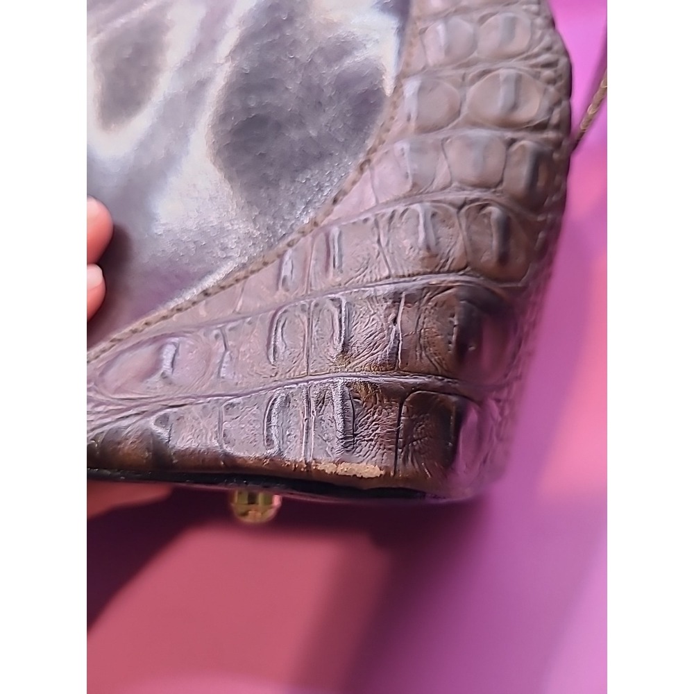 Vintage Brahmin Black And Brown Crocodile Leather Shoulder Handbag Crossbody - Picture 13 of 16
